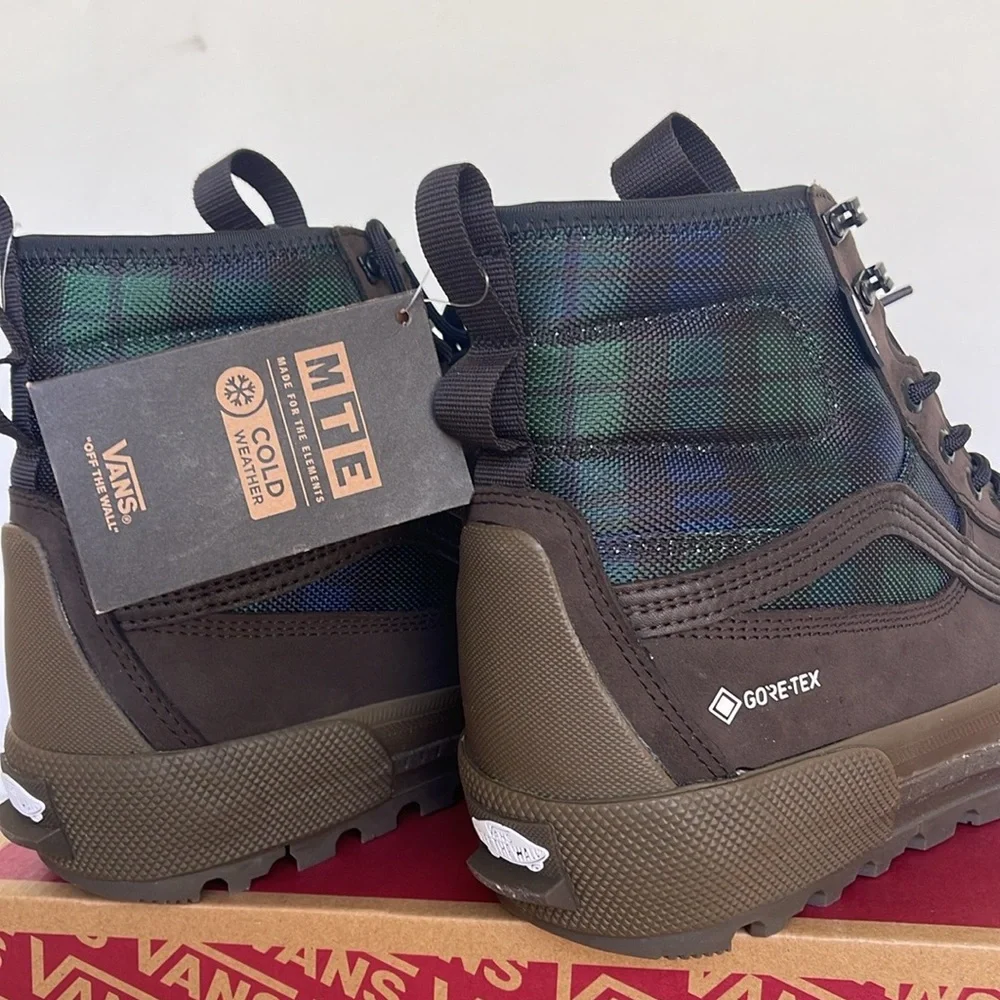 Vans Men’s Sk8-Hi Gore-Tex Mte-3 Tech Plaid Brown/Green VN0A5111BGS Boots Sneak